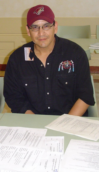Arnie Jack (Tsilqotin / Secwepemc), B.C. Canada, making a submission on John Graham&acute;s case to the Human  Rights Committee of the United Nations, Geneva, Switzerland, May 14, 2007.  Photo: Marlis Schnyder.